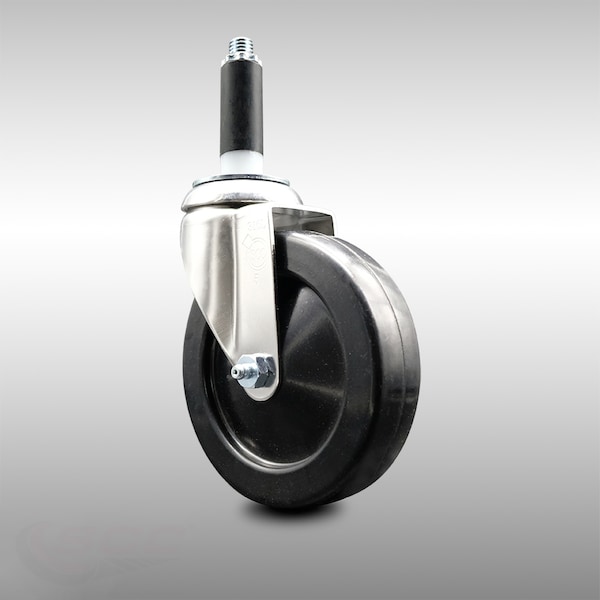 5 Inch 316SS Soft Rubber Wheel Swivel 7/8 Inch Expanding Stem Caster SCC